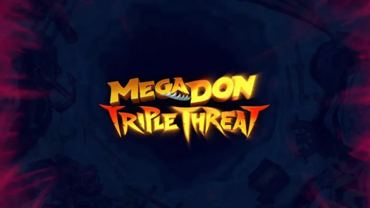 Tampilan visual slot Megadon Triple Threat dengan tema hiu dan kedalaman laut